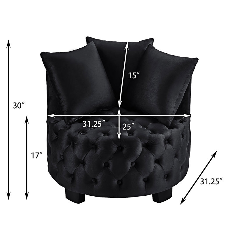 Chaise d'appoint rembourrée et capitonnée, Noir