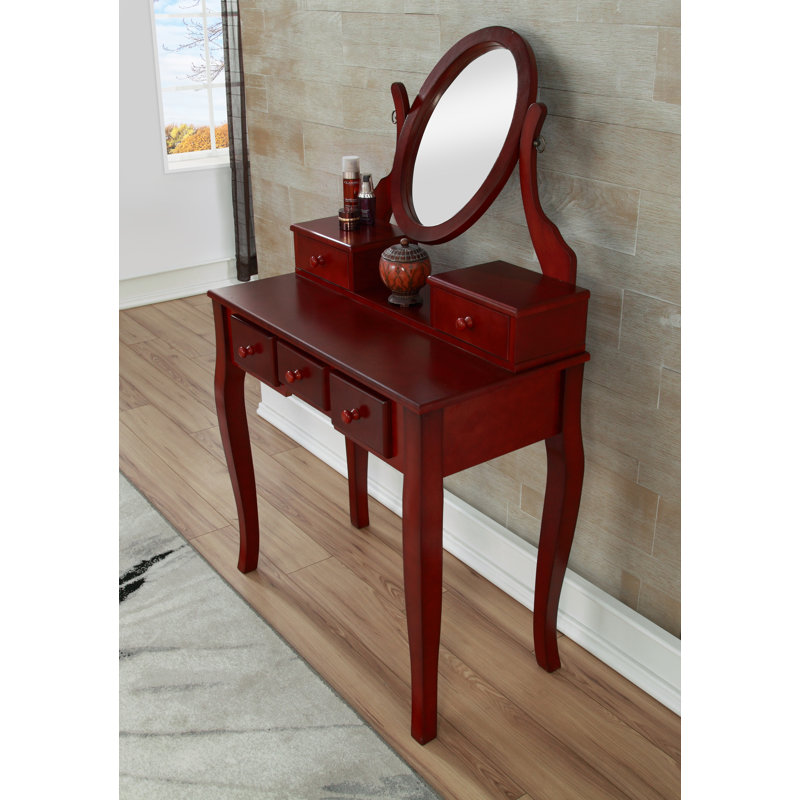 Ensemble de coiffeuse et tabouret de maquillage en bois, ensemble de coiffeuse et tabouret de maquillage en bois Ashley