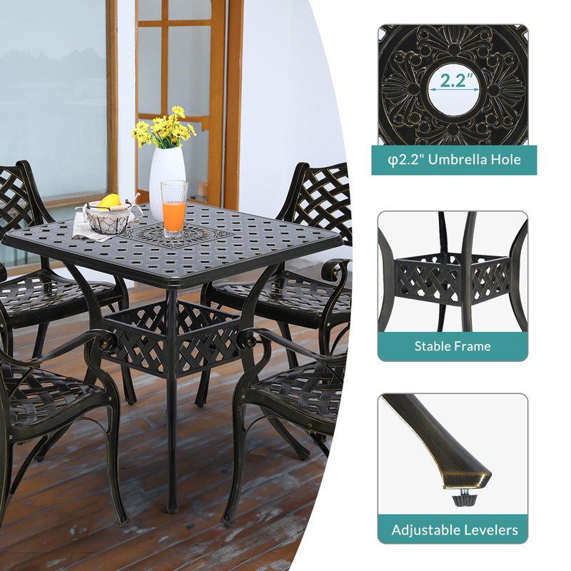 Dark Bronze Cast Aluminum Square Outdoor Bistro Table