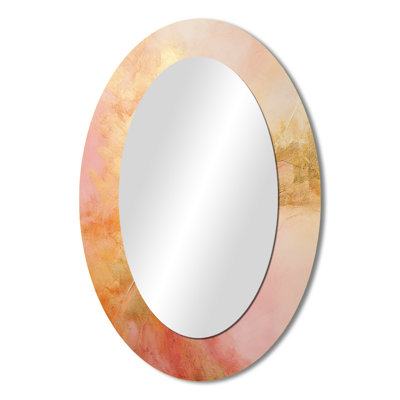 Gold Pink Desert Mirage Spiral III - Large Oval Wall Mirror On Metal