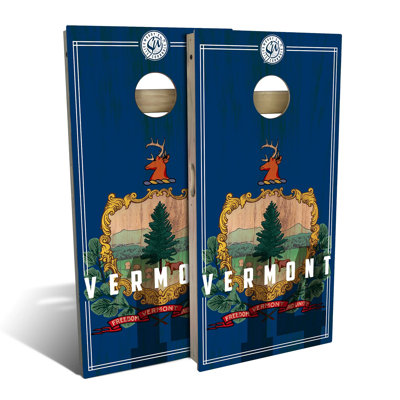 Vermont State Flag 2.0 Cornhole Board Set | Includes (2) Boards, (8) Bags & Optional Accessories