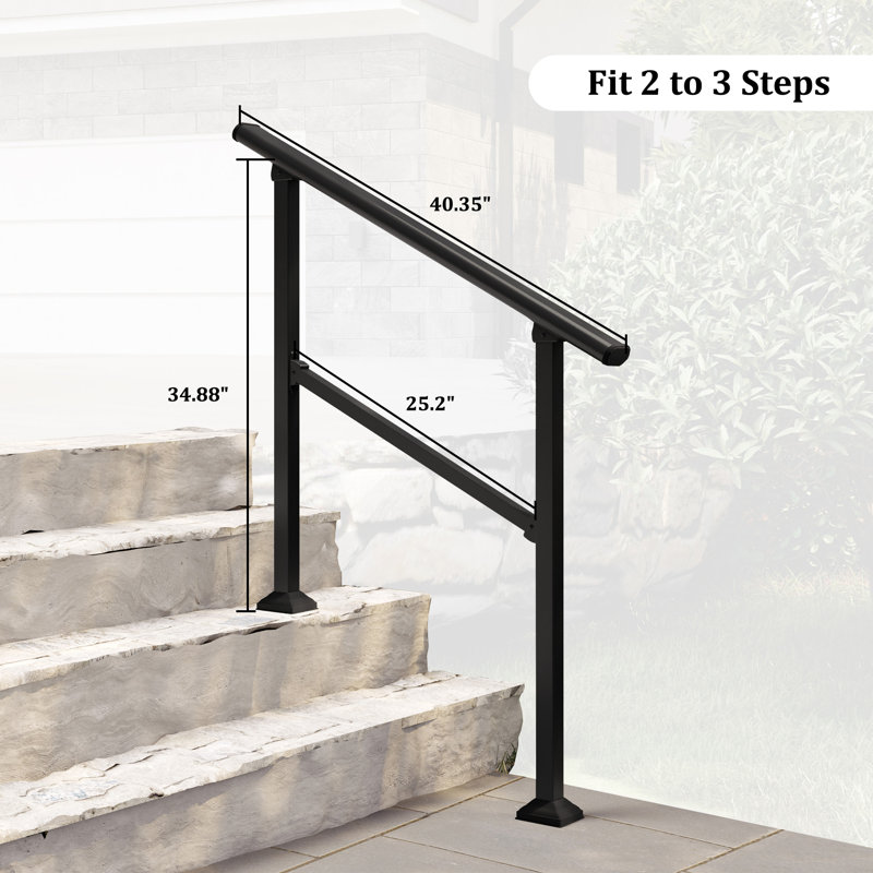 Outdoor Stair Handrail for 2-3 Steps, 36" H x 24" W x 1.57" D