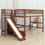 Structure de lit mezzanine robuste avec escalier de rangement, glissade amusante et lumières DEL intégrées-1018672230