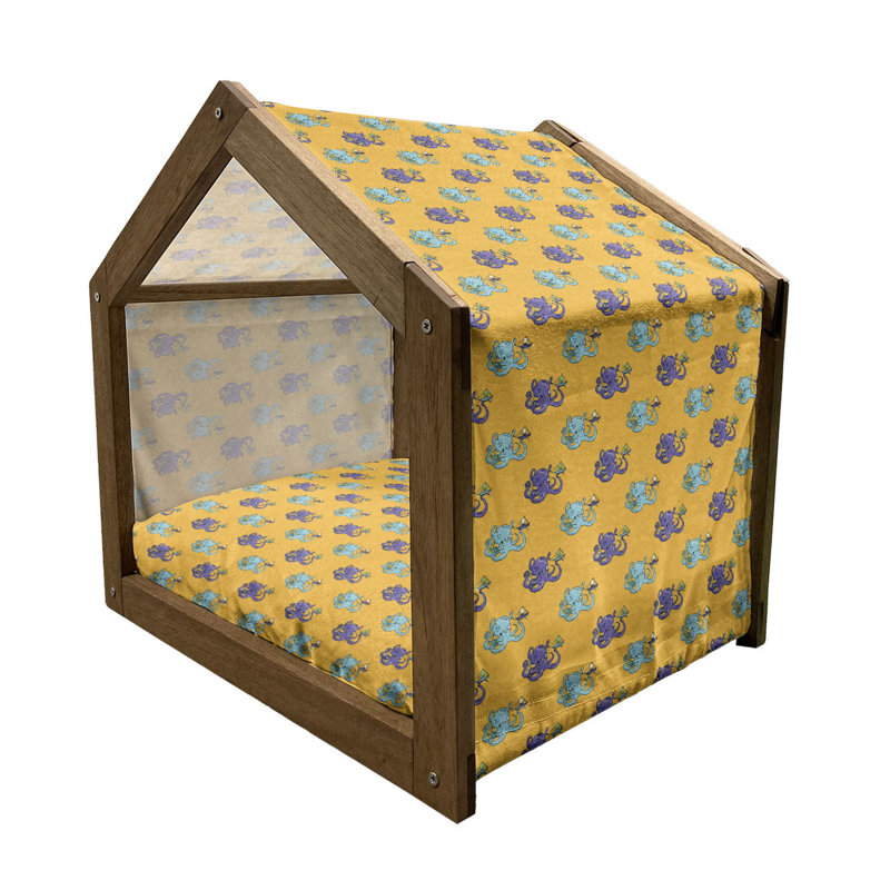 Niche pour chien en bois jaune, H 25,59 po x l 29,53 po x P 21,65 po