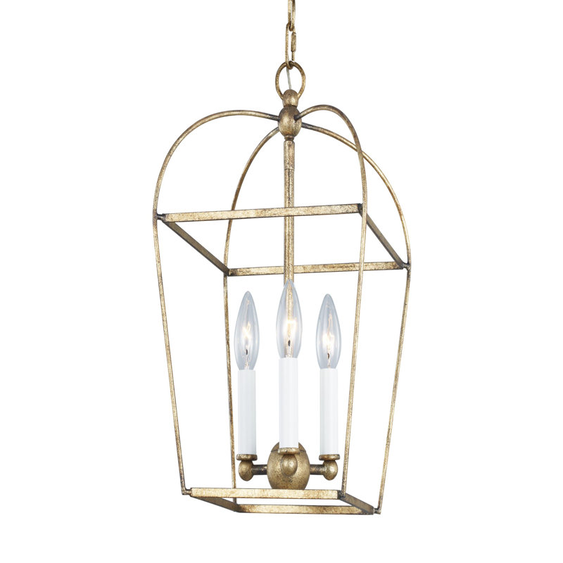 Andy 3 - Light Dimmable Lantern Geometric Chandelier, Gold