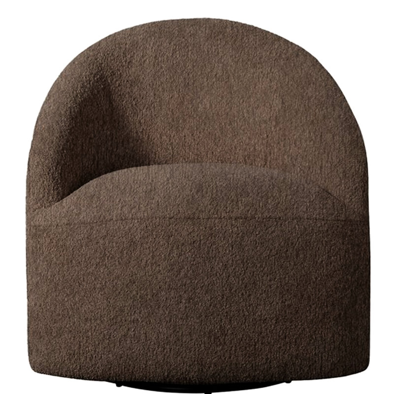 Chaise rembourrée avec fonction rotative - Matériau tissé pivotant à 360 degrés dans un revêtement chocolat, aspect transitionnel moderne, pieds en bois massif, revêtement, base en anneau métallique