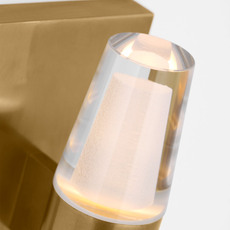 Sean Lavin Lassell 2-light single short wall sconce in polished nickel finish with crystal shades, Hand Rubbed Antique Brass