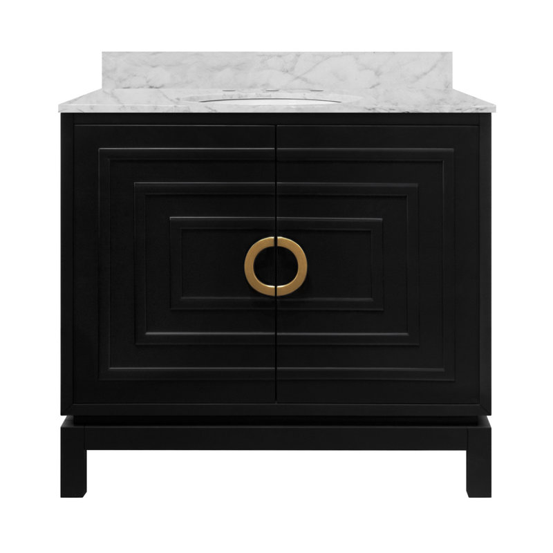 Meuble-lavabo sur pied simple 36,5 po avec plateau en marbre Baraby Bixby