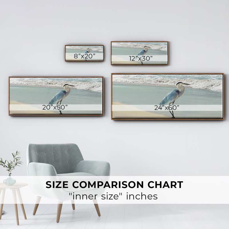 Beach Set Heron- Framed Canvas