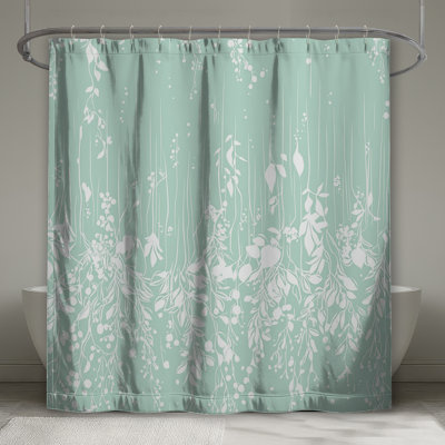 Botanical Shower Curtain -  Floral Bathroom Decor Scandinavian