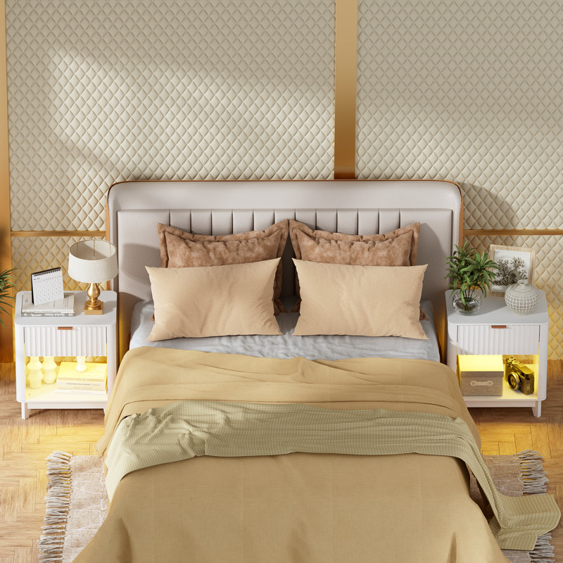 1 - Drawer Led Nightstand With Storage, End Table With Built In Light