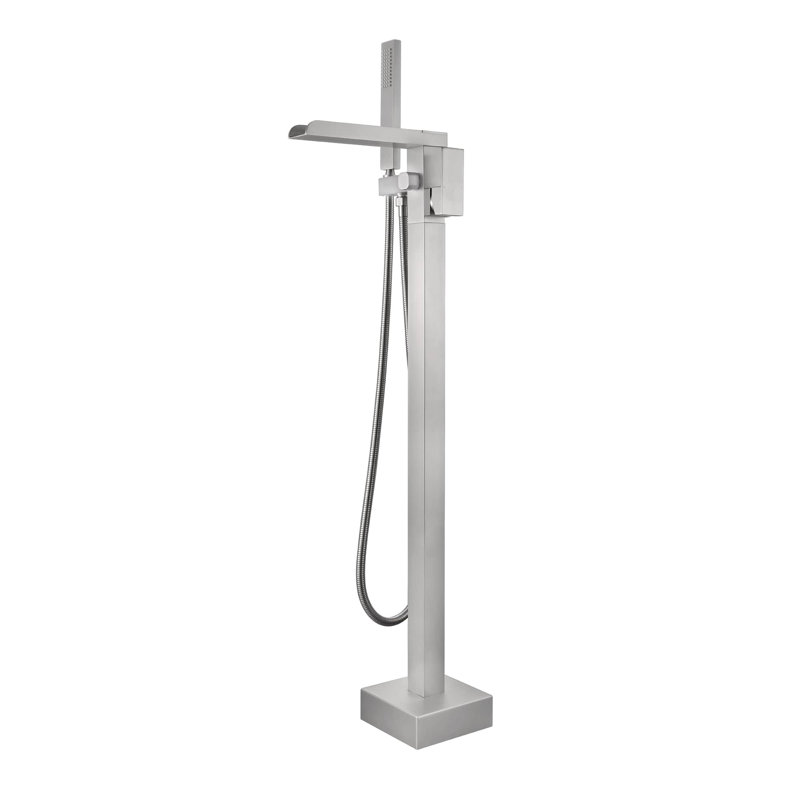 Robinet de baignoire fixé au sol, Nickel brossé