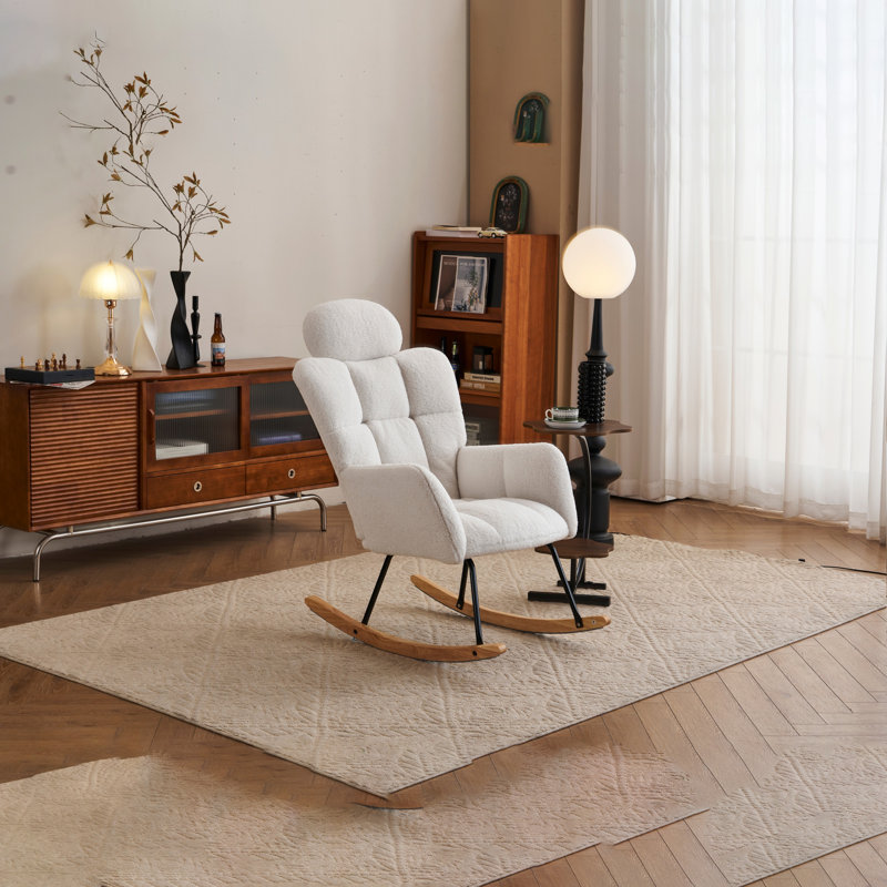 Fauteuil oscillant rembourré en tissu 055-Teddy