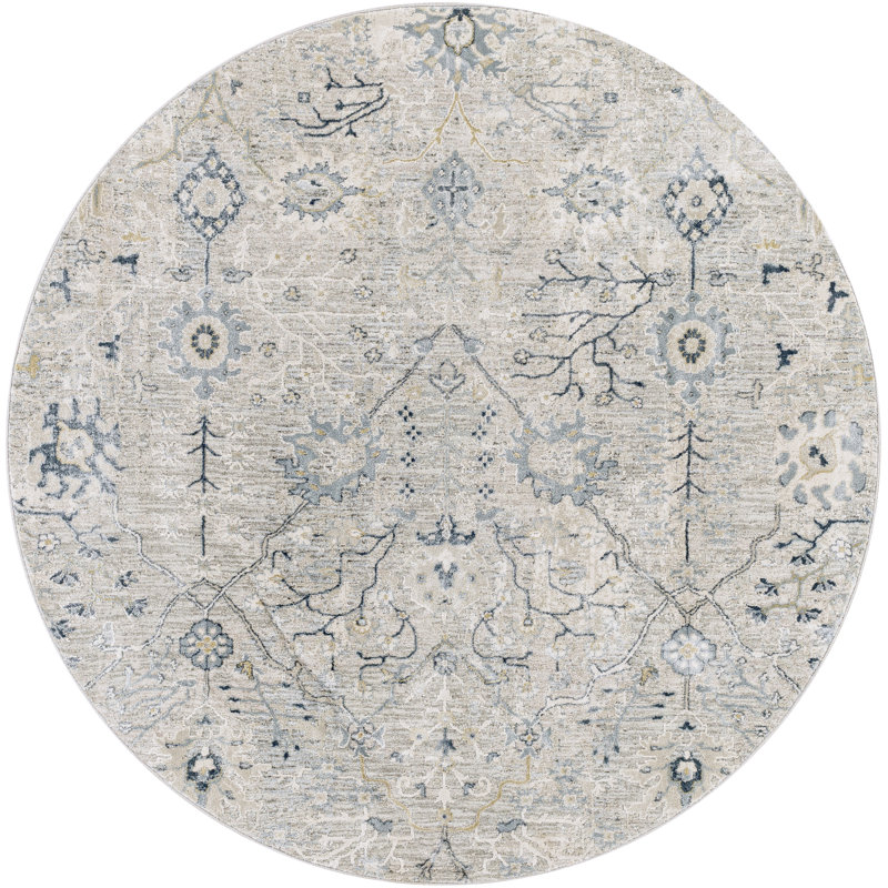 Diellza Floral Indoor Rug, Round 5'