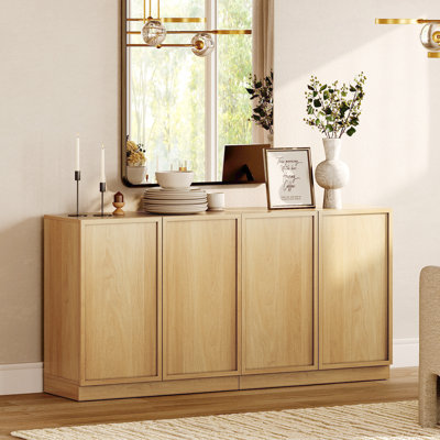 63" Modern Sideboard Buffet Cabinet with 4 Doors, Multifunctional Sideboard with Large Storage and Adjustable Shelf