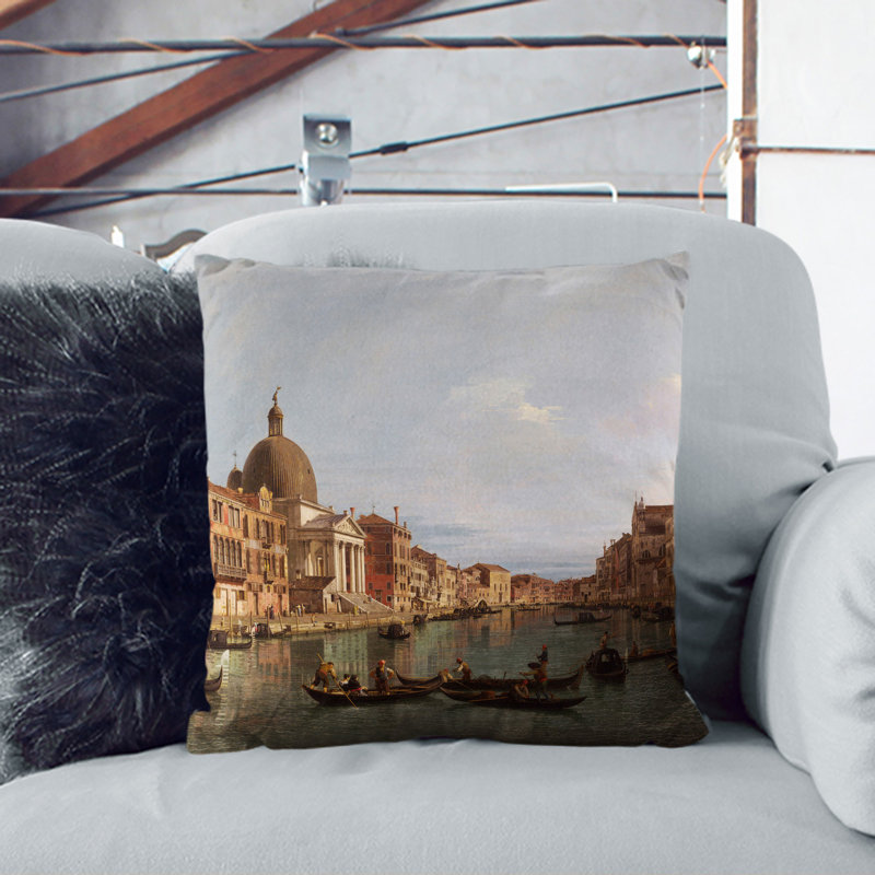 The Grand Canal in Venice Scatter Cushion, 55cm H x 55cm W x 20cm D, Grey/Brown/Cream