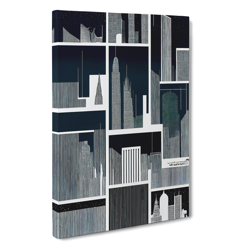 Skyline Retro - Wall Art, 50cm H x 35cm W x 3cm D, Wrapped Canvas