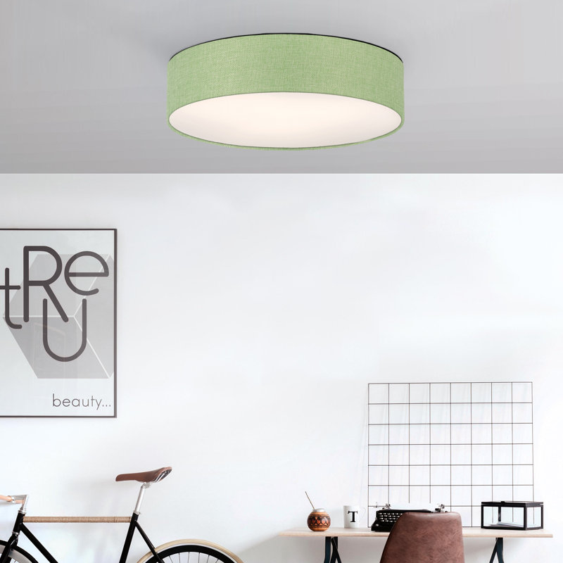 Parvin Flush Mount, 13cm H x 51 cm W x 13cm D, Paste Green