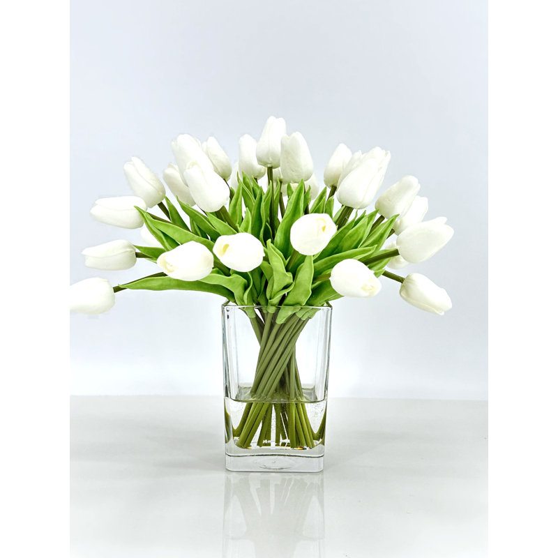 Arrangement de vases hauts 30 tiges ivoire