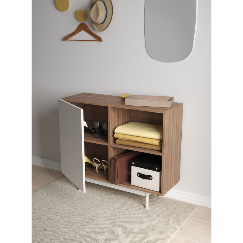 Joaly Rectangle Accent Chest, Walnut/White
