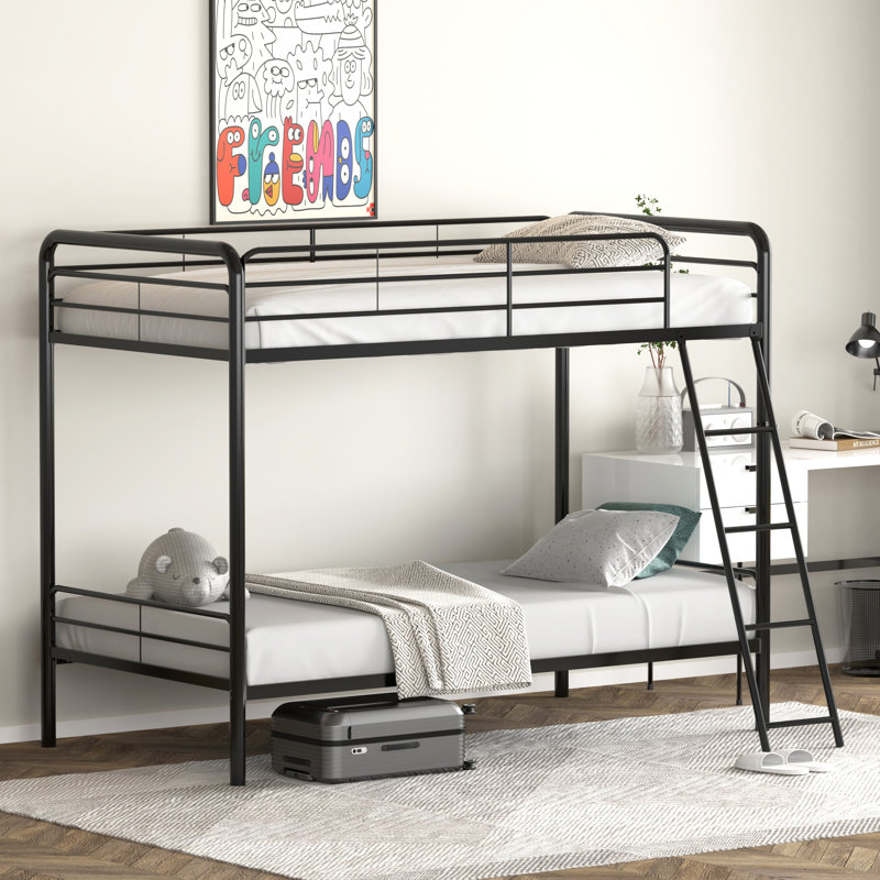 Bunk Bed with Built-in Ladder Included, Black