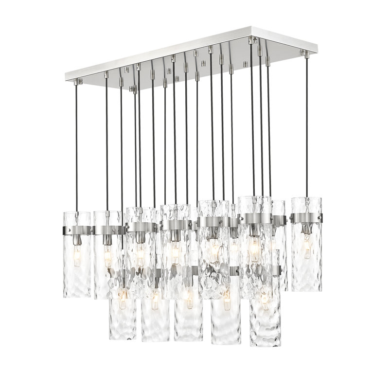 Lustre linéaire à 17 lumières Lansford, Nickel brossé