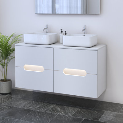 Meuble-lavabo double 47,2 po avec plateau Kashden