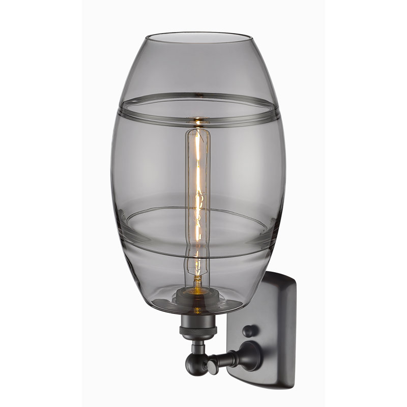 Bettylou Steel Armed Sconce, 10.88" H x 8" W x 8.13" D, Light Smoke, Oil Rubbed Bronze