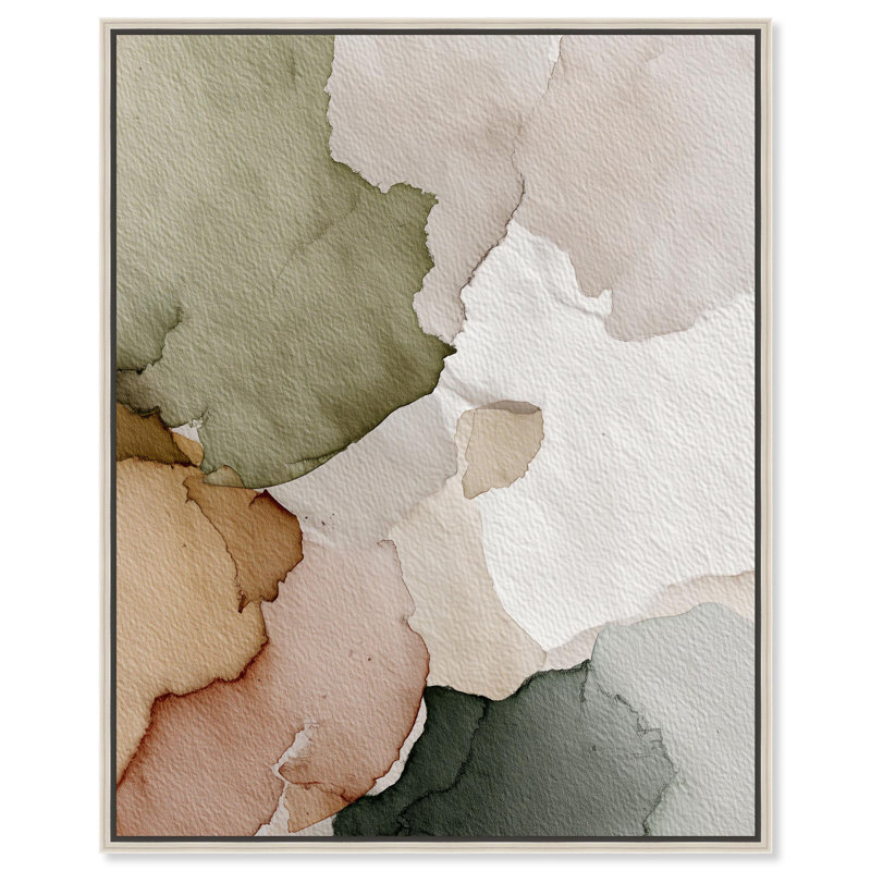 Reproduction d'art sur toile Beige Ground Swell II par Art Remedy, H 46 po x l 37 po, Cadre doré