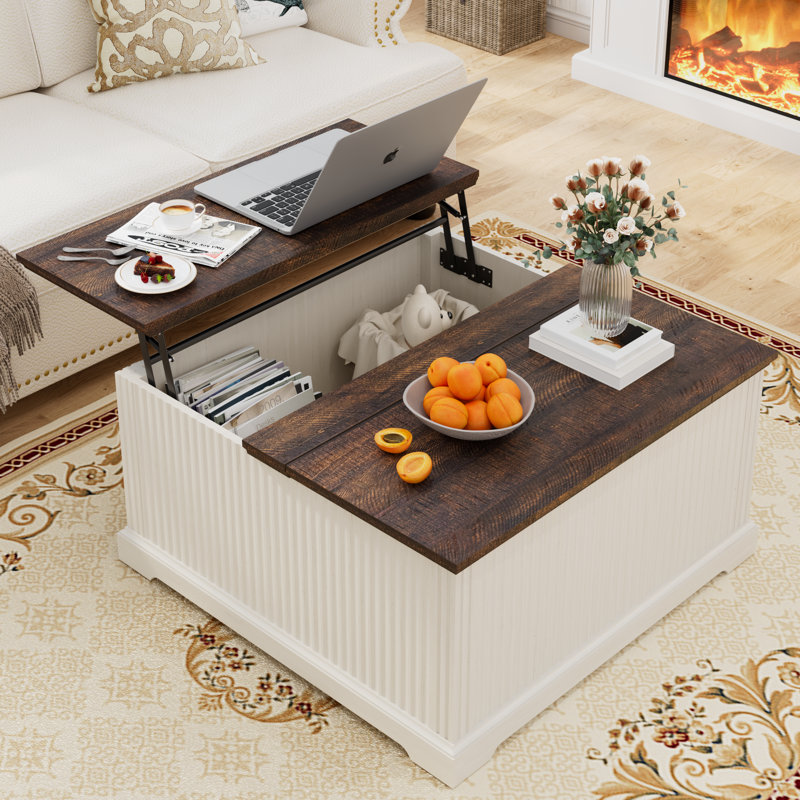 Table basse Farmhouse, Blanc, Brun