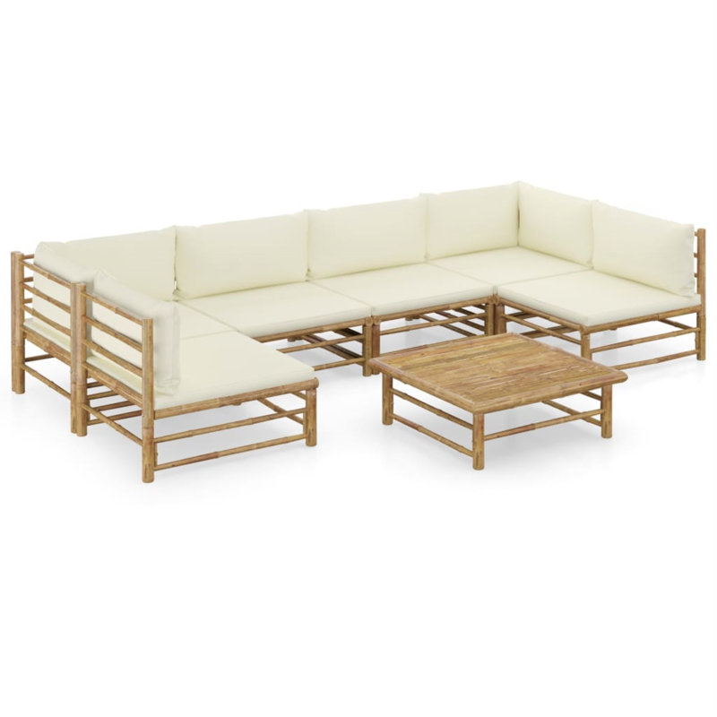 Goguen 7 Piece with Cushions, No, Cream White