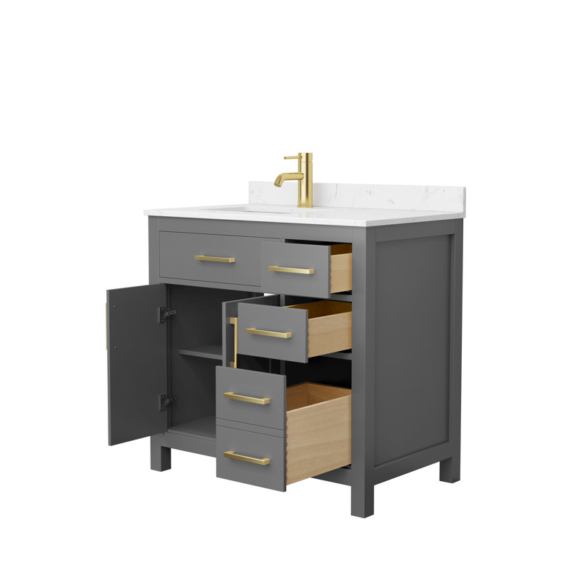 Beckett 36" Dark Gray Freestanding Vanity with Carrara Marble Top