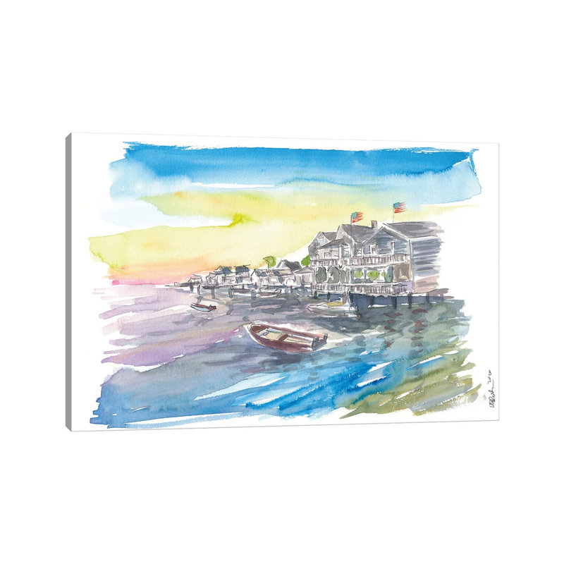 Nantucket Nautical Amazing Waterfront Scene 1 Piece Wrapped Canvas Wall Art, 101.6 cm H x 66.04 cm W x 3.175 cm D