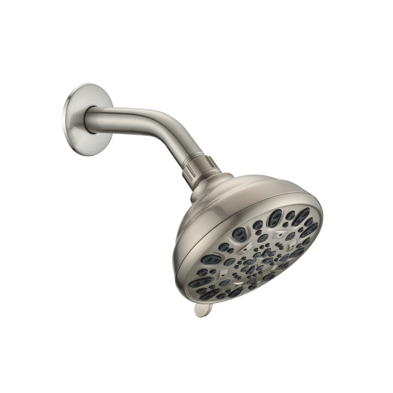 Pomme de douche en nickel brossé de 4,72 po de hauteur, 6 réglages, colmatage, débit de 1,8 gal / min, installation simple à 6 réglages dans le colmatage, gal / min, fonction rapide