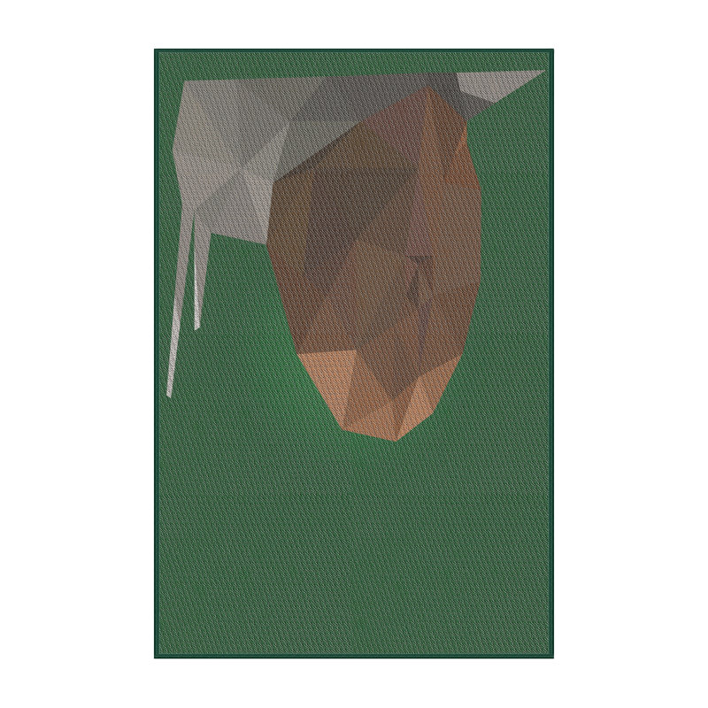 Tapis vert / brun / gris tissé à la machine, Rectangle 2 pi x 4 pi