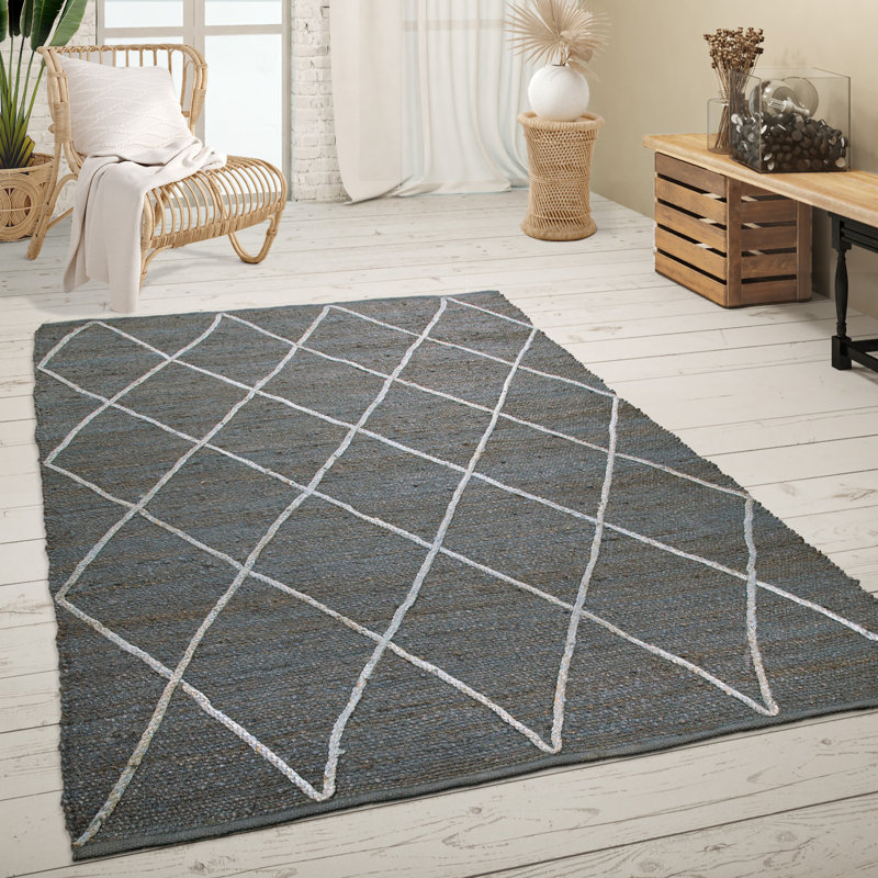 Virgilina Geometric Jute / Sisal Area Rug, Rectangle 80 x 150cm