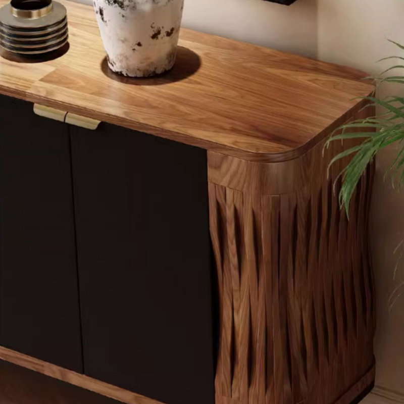 Retro Decorative Style Sideboard, Black;Brown/