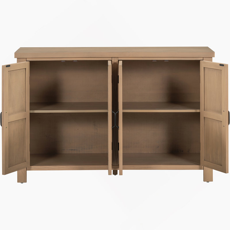 Casey 4-Door Storage Cabinet with Adjustable Shelves, Natural