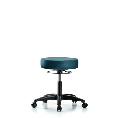 Vinyl Stool Without Back Chrome - Desk Height With Casters In Storm Supernova Vinyl by Inbox Zero