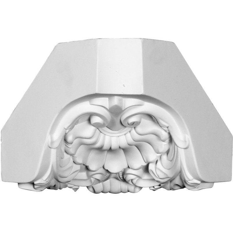 White Polyurethane Shell Crown Moulding Inside Corner Block
