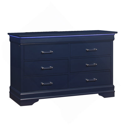 Commode horizontale en bois manufacturé avec 6 tiroirs