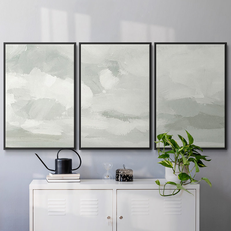 Gray Stone Sky IV - 3 pièces, reproduction sur toile, H 40 po x l 78 po x P 2 po, Noir