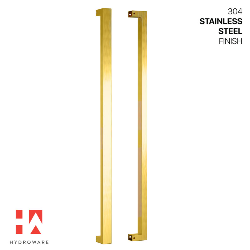 Push/pull Square Door Handle - 36" Gold, 36" H x 1.4" W x 2.5" D