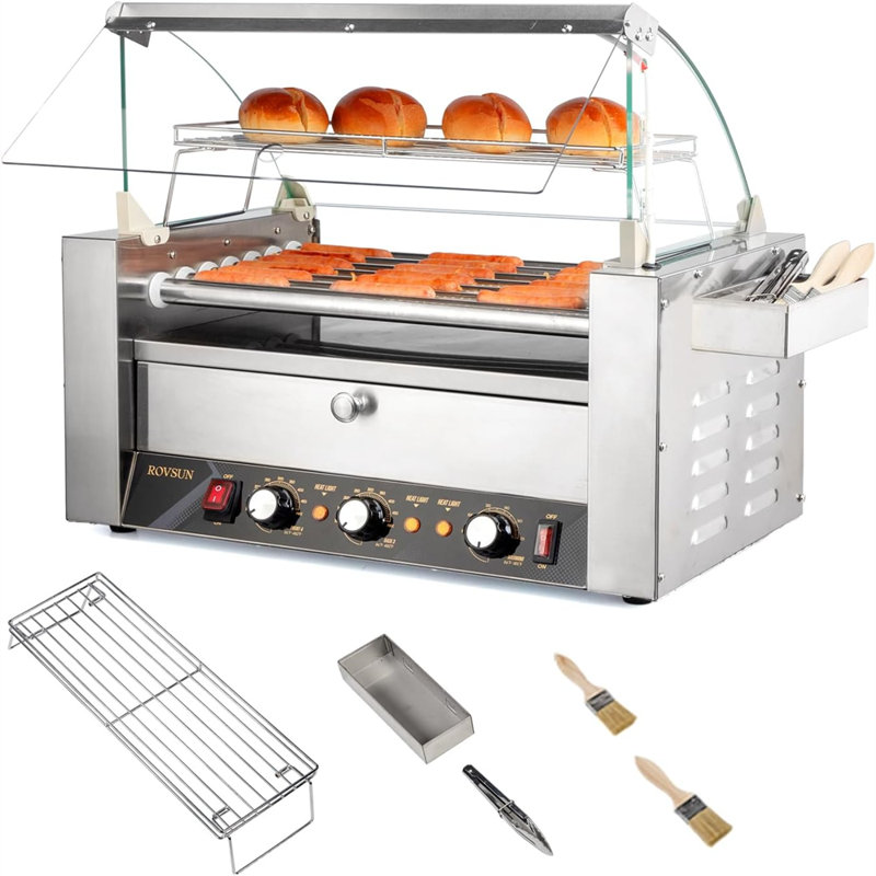 Winado Non Stick Hot Dog Roller & Panini Press with Lid