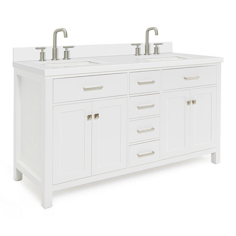Ensemble de meuble-lavabo double 61 po Abbate, Blanc