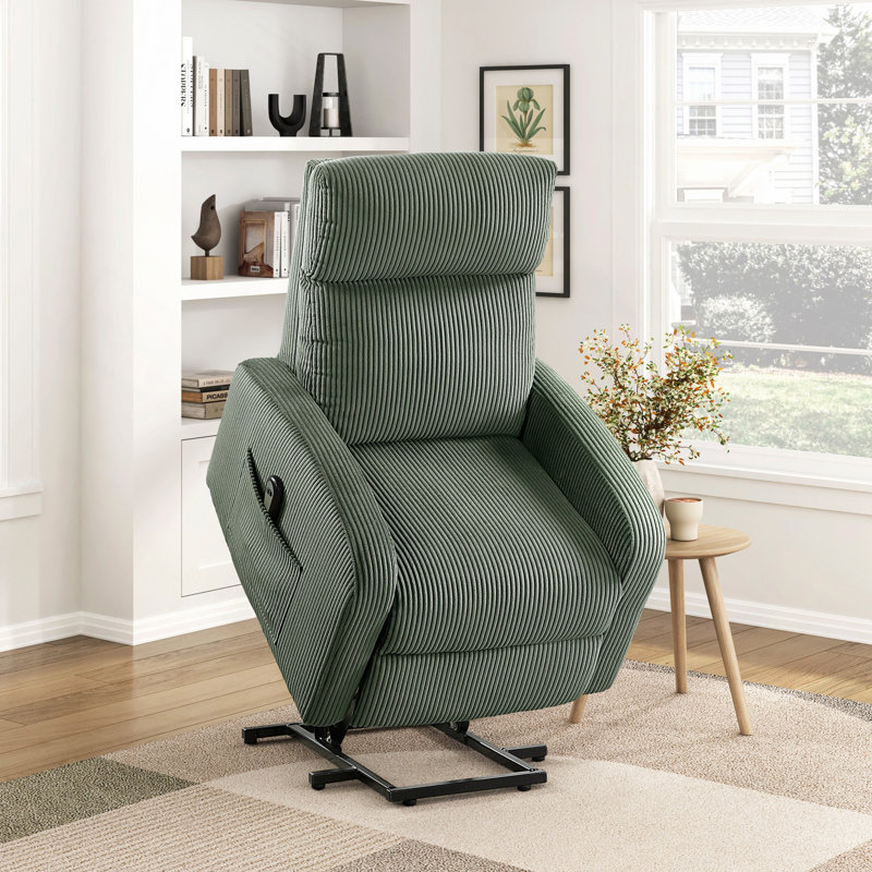 Fauteuil inclinable électrique en velours côtelé 1pc, Vert