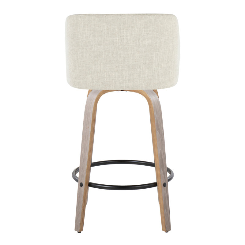 Contemporary Counter Stool, Siège gris clair / cadre naturel / noir