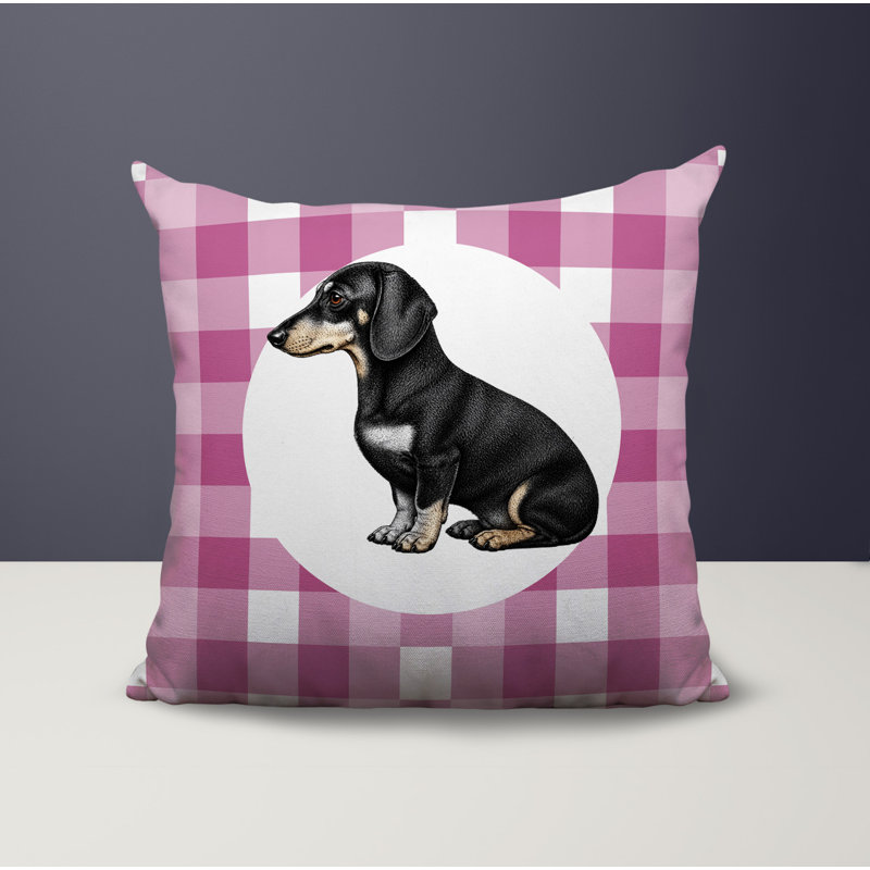 Coussin réversible intérieur / extérieur Dachshund Dog, 20 x 20, Magenta
