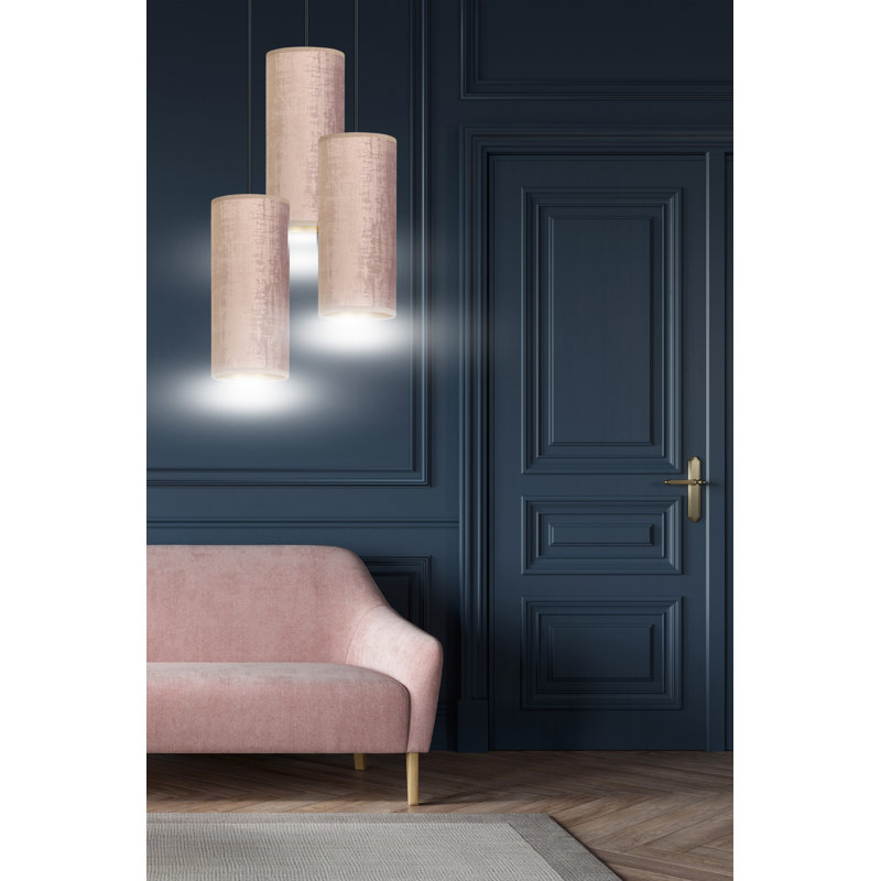 Ealidh 3 - Light Steel Cluster Pendant, Pink