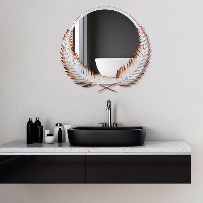 Decorative Mirror, Brown/White, 22.4" x 23.2"